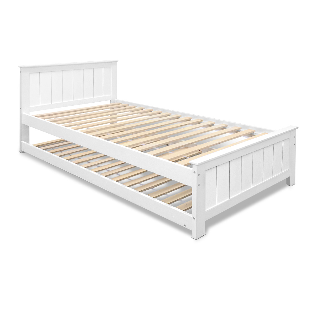 Artiss Wooden Trundle Bed Frame Timber, Timber Slats For King Size Bed