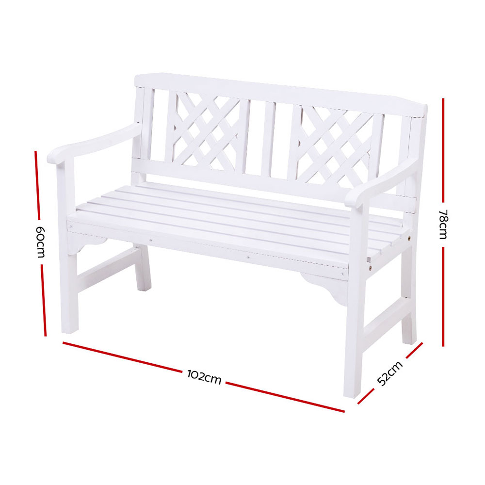 white timber bench seat